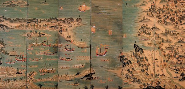 琉球貿易図屏風の一部